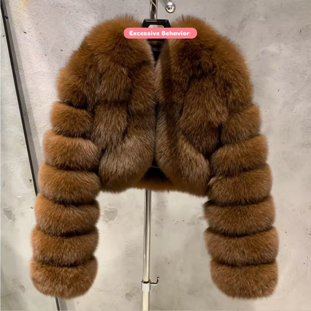 Gorgeous Cropped Real Fox Fur Coat – Stylish, Cozy, and Totally Insta-Worthy!